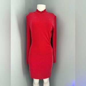 Bar III Vibrant Red Long Sleeve Dress